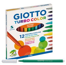 GIOTTO TURBO COLOR PENNARELLI LAVABILI ATOSSICI PUNTA FINE COLORI ASSORTITI CONF. 12 Pz.