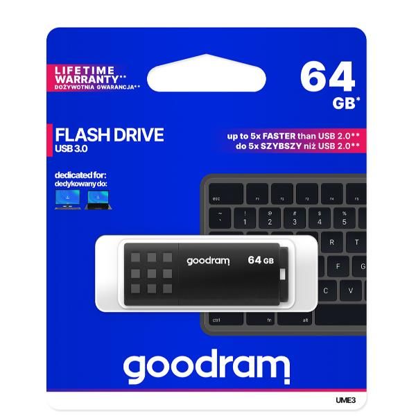 GOODRAM UME3 - Chiavetta USB - 64 GB - USB 3.0 - nero