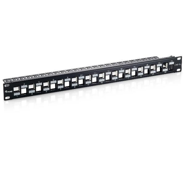 equip - Pannello cablaggio con gestione cavi - nero, RAL 9005 - 1U - 19" - 24 p…