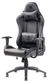 iTek Gaming Chair PLAYCOM PM20 - PVC, Doppio Cuscino - Nero/Nero