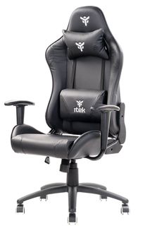 iTek Gaming Chair PLAYCOM PM20 - PVC, Doppio Cuscino - Nero/Nero