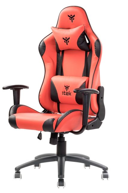 iTek Gaming Chair PLAYCOM PM20 - PVC, Doppio Cuscino - Rosso/Nero