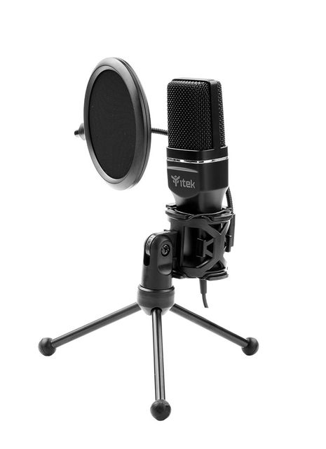 iTek M100, microfono USB, treppiede, filtro antipop e spugna - Nero