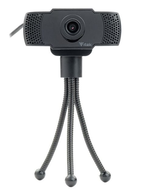 iTek W300 Webcam con microfono, FullHD, 30FPS, USB, Treppiede - Nero