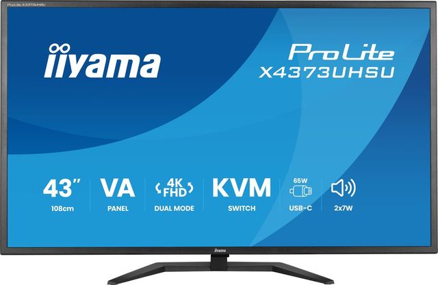 iiyama X4373UHSU-B2 Monitor ProLite 43" VA 4K 4000:1 2xHDMI DP USB-C Dock 95W U…