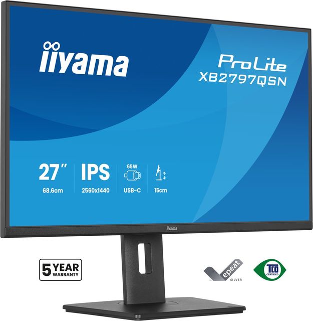 iiyama XB2797QSN-B1 Monitor ProLite 27" IPS QHD 350cd 1ms HAS 150mm HDMI DP USB…