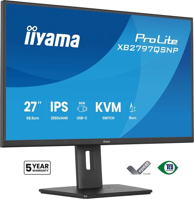 iiyama XB2797QSNP-B1 Monitor ProLite 27" IPS QHD 350cd 1ms Dock USB-C 96W HDMI …