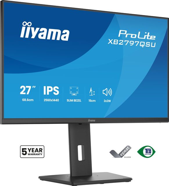 iiyama XB2797QSU-B1 Monitor ProLite 27" IPS QHD 75Hz 350cd 1000:1 2xHDMI DP HUB…