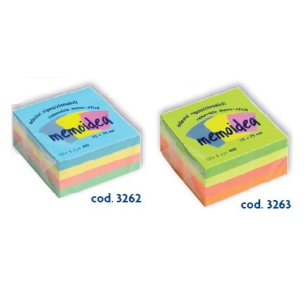 memoidea - Cubo per appunti - 76 x 76 mm - 400 fogli - colori fluorescenti asso…