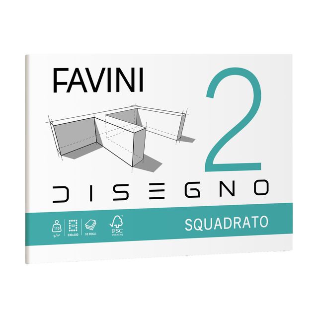 Album Favini 2 - 33 x 48 cm - 110 gr - 10 fogli - liscio squadrato - Favini