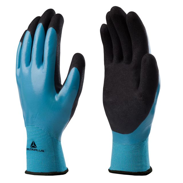 Guanti Wet&dry VV636BL - poliammide - palmo in nitrile - taglia 08 - blu/nero -…