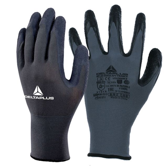 Guanti da lavoro VE630 - poliestere - palmo lattice - taglia 08 - grigio/nero -…