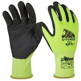 Guanti di protezione FLEX - con polsino giallo - taglia 08 - verde fluo/nero - …