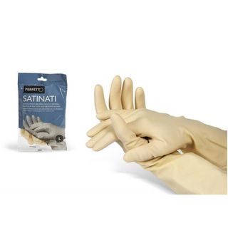 Guanti in lattice - satinati - taglia M/7 - bianco - Perfetto - blister 2 pezzi