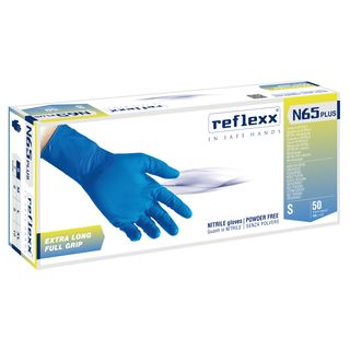 Guanti in nitrile N65 Plus - senza polvere - taglia S - blu - Reflexx - conf. 5…
