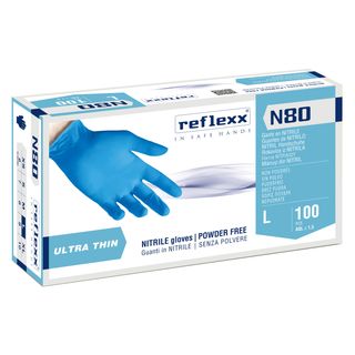 Guanti in nitrile N80 - ultrasottili - taglia L - azzurro - Reflexx - conf. 100…