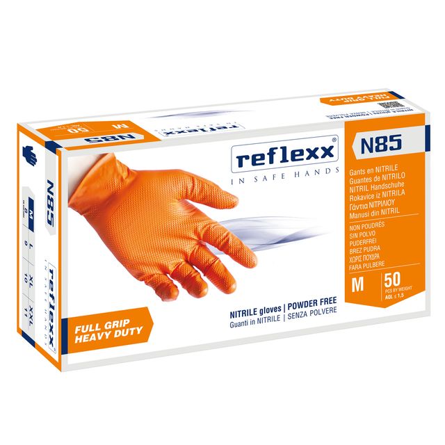 Guanti in nitrile N85 - ultra resistenti - tg M - arancione - Reflexx - conf. 5…
