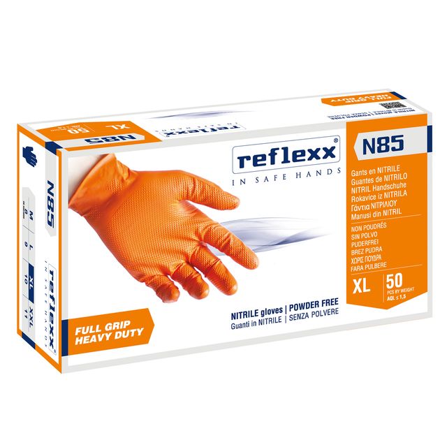 Guanti in nitrile N85 - ultra resistenti - tg XL - arancione - Reflexx - conf. …