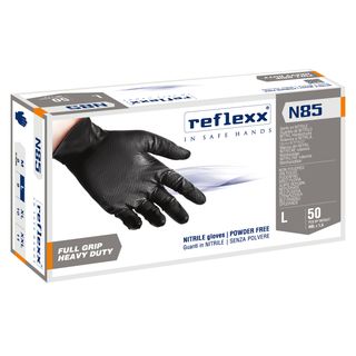 Guanti in nitrile N85B - ultra resistenti - tg L - nero - Reflexx - conf. 50 pe…