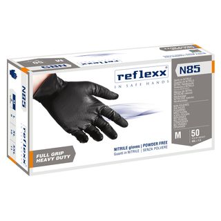 Guanti in nitrile N85B - ultra resistenti - tg M - nero - Reflexx - conf. 50 pe…