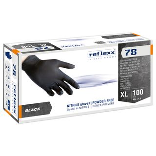 Guanti in nitrile R78 - senza polvere - taglia XL - nero - Reflexx - conf. 100 …