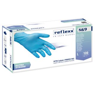 Guanti in nitrile extra strong N69 - senza polvere - taglia L - azzurro - Refle…