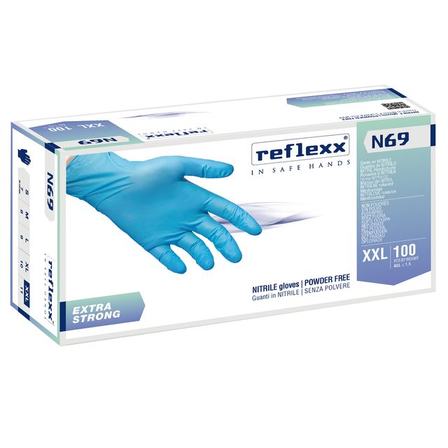 Guanti in nitrile extra strong N69 - senza polvere - taglia XXL - azzurro - Ref…