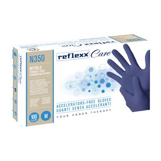 Guanti nitrile ipoallergenici N350 - senza acceleranti - taglia M - blu - Refle…