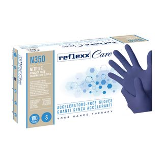 Guanti nitrile ipoallergenici N350 - senza acceleranti - taglia S - blu - Refle…