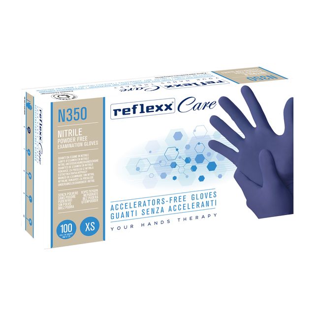 Guanti nitrile ipoallergenici N350 - senza acceleranti - taglia XS - blu - Refl…