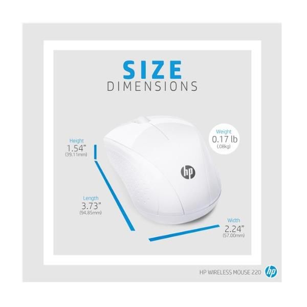 HP 220 - Mouse - 3 pulsanti - senza fili - 2.4 GHz - ricevitore wireless USB - …