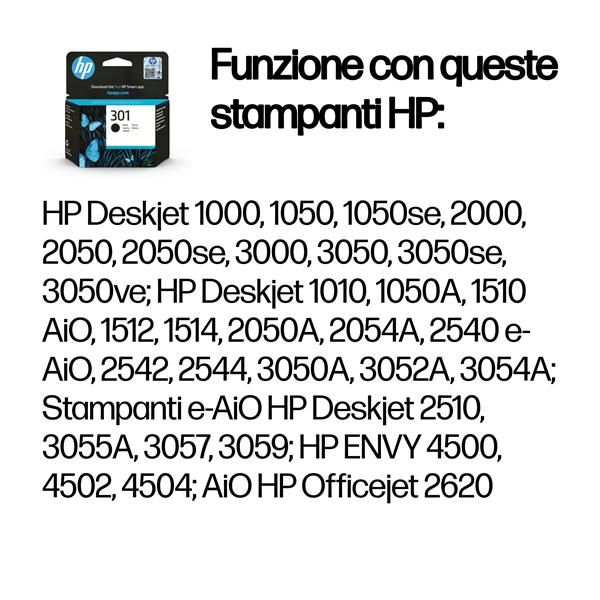 HP 301 - 3 ml - nero - originale - blister - cartuccia d'inchiostro - per Deskj…