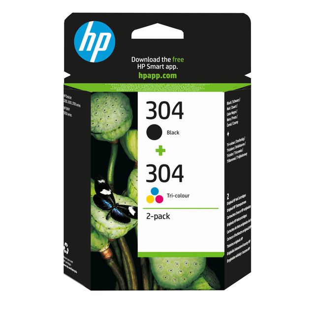 HP 304 - Confezione da 2 - colore (ciano, magenta, giallo), pigmento nero - ori…