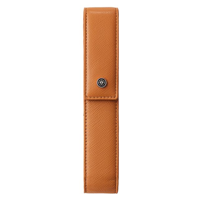 Astuccio Portapenne c/chiusura magnetica vera pelle Saffiano marrone Cross