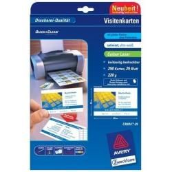 Avery Quick&Clean - Bianco - 220 g/m² - 25 pezzi 250) Biglietti da visita