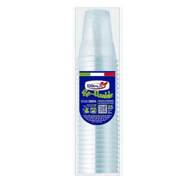 Bicchieri Diamant - riutilizzabili - polistirene - 300 ml - Dopla - conf. 25 pe…