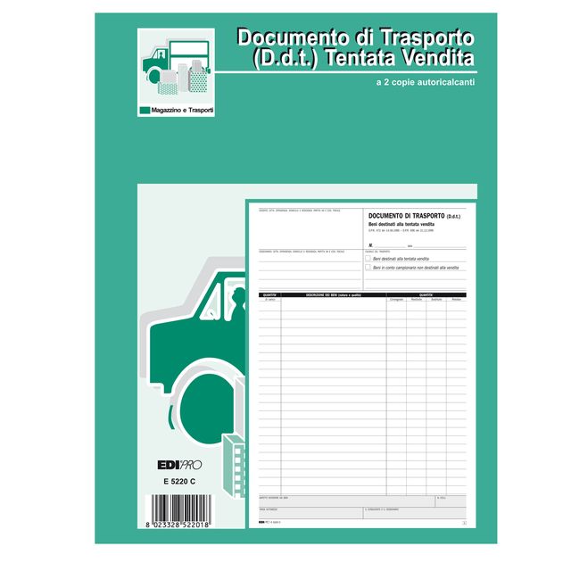 Blocco DDT carico tentata vendita - 50 fogli autoricalcanti - A4 - 29,7 x 21cm …