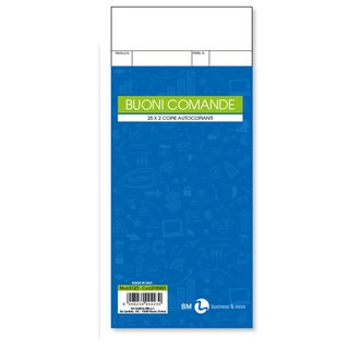 Blocco comande a 7 tagliandi - 10 x 22cm - 25x2cm - 25 fogli x 2 copie ricalcan…