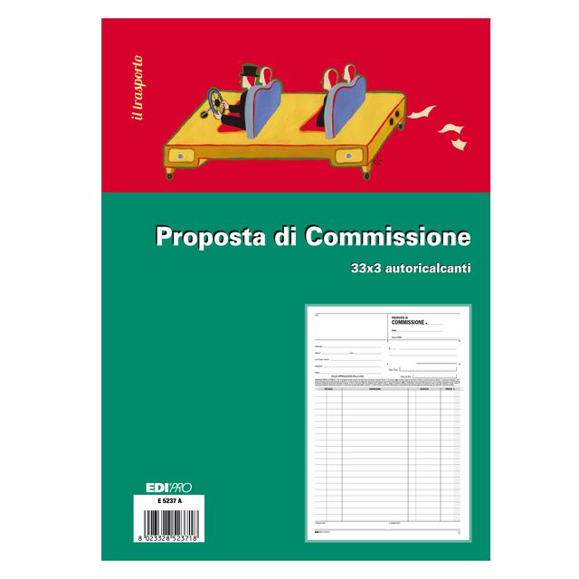 Blocco copia commissioni - 33 fogli 3 copie autoricalcanti - 29,7 x 21cm - Edip…