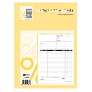 Blocco fatture 1 aliquota Iva - 33/33/33 fogli autoricalcanti - 29,7 x 21cm - E…