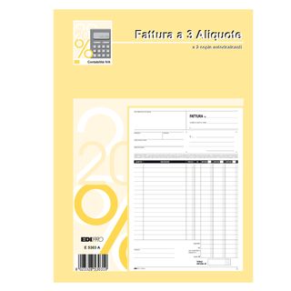 Blocco fatture 3 aliquota Iva - 50 fogli 2 copie autoricalcanti - 29,7 x 21cm -…