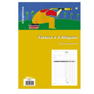 Blocco fatture 3 aliquote Iva - 33 fogli 3 copie autoricalcanti - 29,7 x 21cm -…