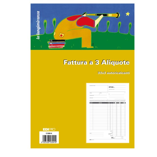 Blocco fatture 3 aliquote Iva - 33 fogli 3 copie autoricalcanti - 29,7 x 21cm -…