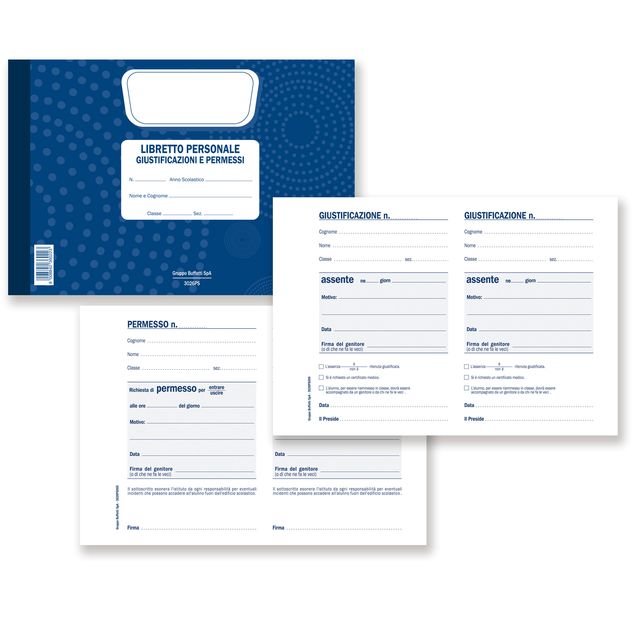 Blocco libretto delle giustificazioni - 25 fogli - 21,5 x 14,8 cm - DU3026PS000…