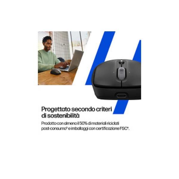 HP Mouse wireless ricaricabile 700, Ambidestro, RF senza fili + Bluetooth, 6000…