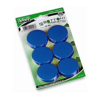 Bottoni magnetici - diametro 4 cm - blu - Lebez - blister 12 pezzi