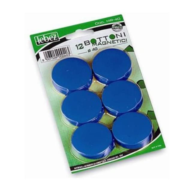 Bottoni magnetici - diametro 4 cm - blu - Lebez - blister 12 pezzi
