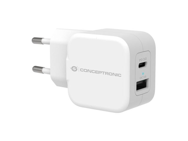 CARICATORE USB PD CONCEPTRONIC ALTHEA09W a 2 porte da 20W - USCITA USB-C - Bian…