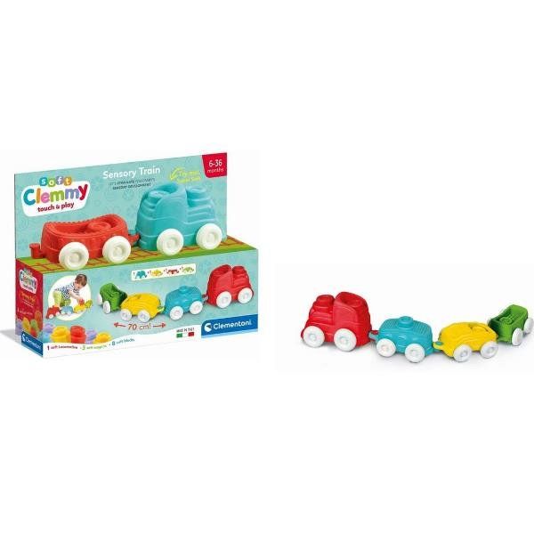 CLEMENTONI SENSORY TRAIN MORBIDO TRENINO CON LOCOMOTIVA VAGONI E MATTONCINI