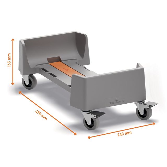 Carrello rettangolare in rPP per bidoni DURABIN da 60L 240x165x495mm Durable